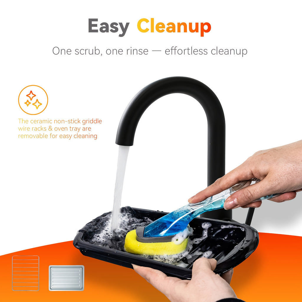 Breakfast Station 3 In 1, Mini Oven, Coffee Maker, Griddle, Breakfast Sandwich Maker, Versatile Breakfast Maker, Kitchen Appliances And Gadgets For Breakfast, Black, 1050W Electric Powerful Semi-Automatic Toaster Mini Oven Br