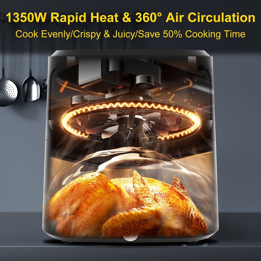 8.5QT Large Air Fryer, 1350W Smart Digital Touchscreen Oilless Cooker with 8 Preset Menus, Non-stick Dishwasher-Safe Basket, Viewing Window, Interior Light, Kitchen Accessories, Kitchen Appliances, Toaster Oven, Healthy Cooki