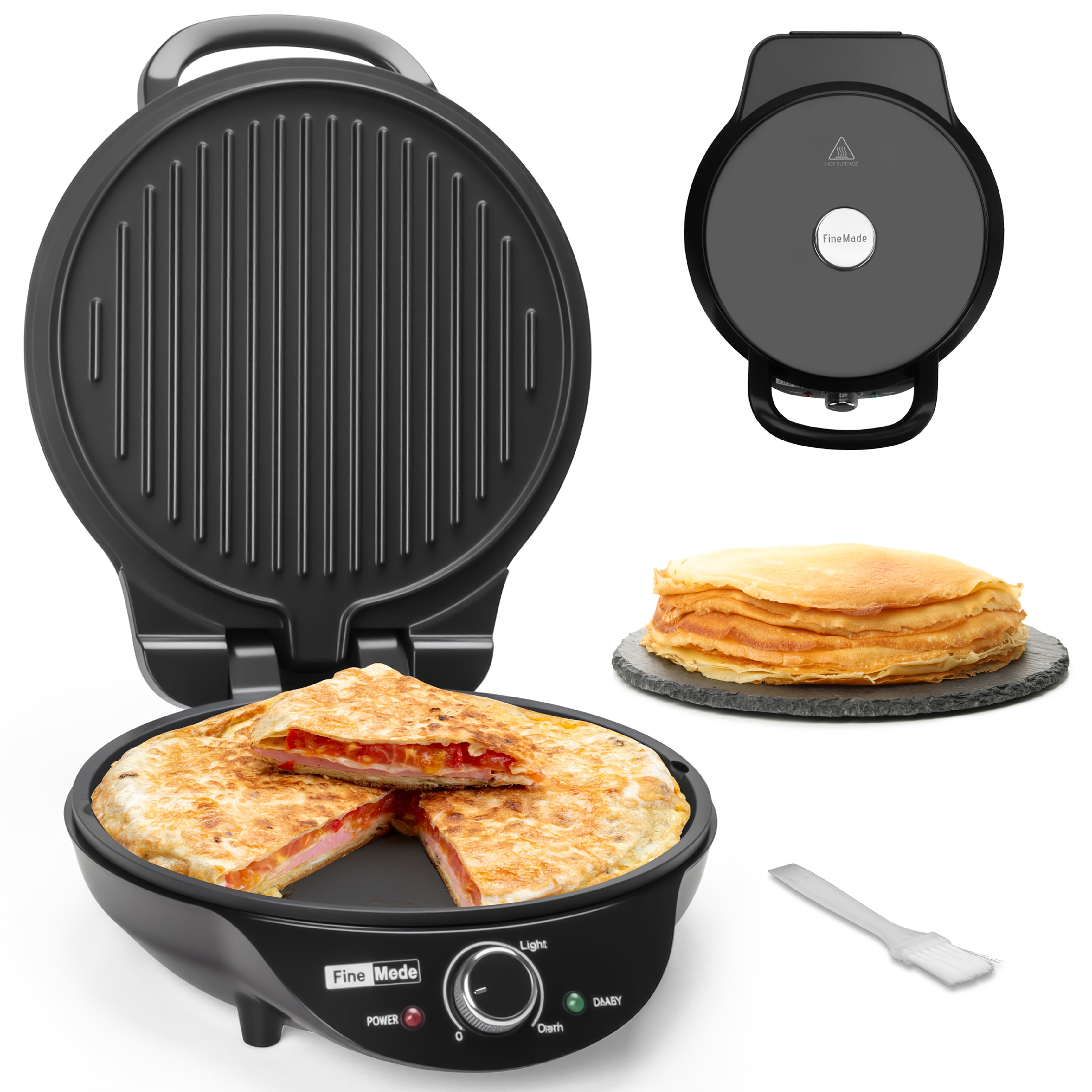 10 Inch Electric Griddle Nonstick, Multi-Funtional Quesadilla Maker, Pizza Maker, Electric Grill Indoor, Smokeless Indoor Grill, Non-Stick Surface, Kitchen Appliances, Black