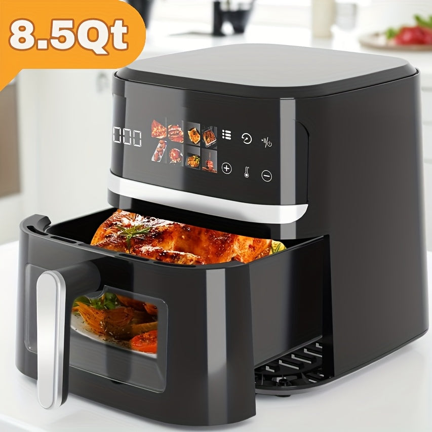 8.5QT Large Air Fryer, 1350W Smart Digital Touchscreen Oilless Cooker with 8 Preset Menus, Non-stick Dishwasher-Safe Basket, Viewing Window, Interior Light, Kitchen Accessories, Kitchen Appliances, Toaster Oven, Healthy Cooki