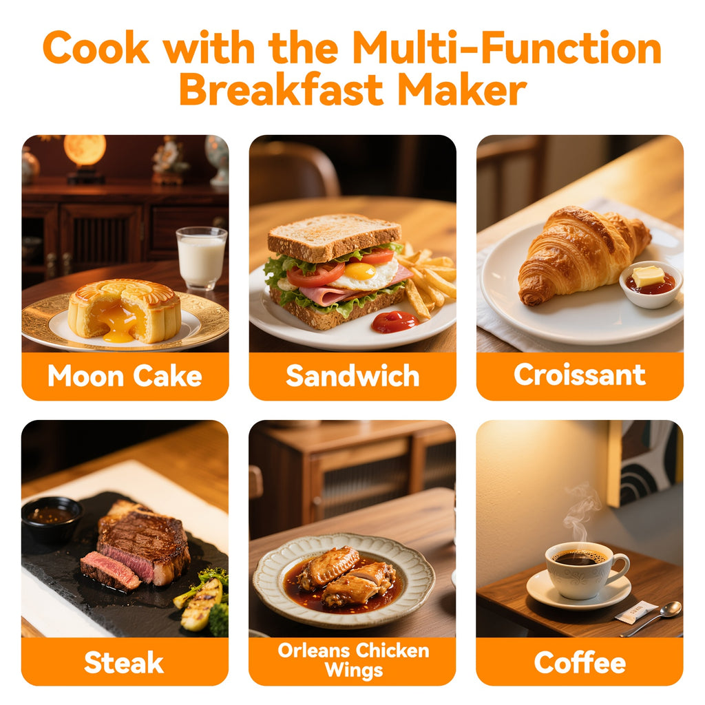 Breakfast Station 3 In 1, Mini Oven, Coffee Maker, Griddle, Breakfast Sandwich Maker, Versatile Breakfast Maker, Kitchen Appliances And Gadgets For Breakfast, Black, 1050W Electric Powerful Semi-Automatic Toaster Mini Oven Br