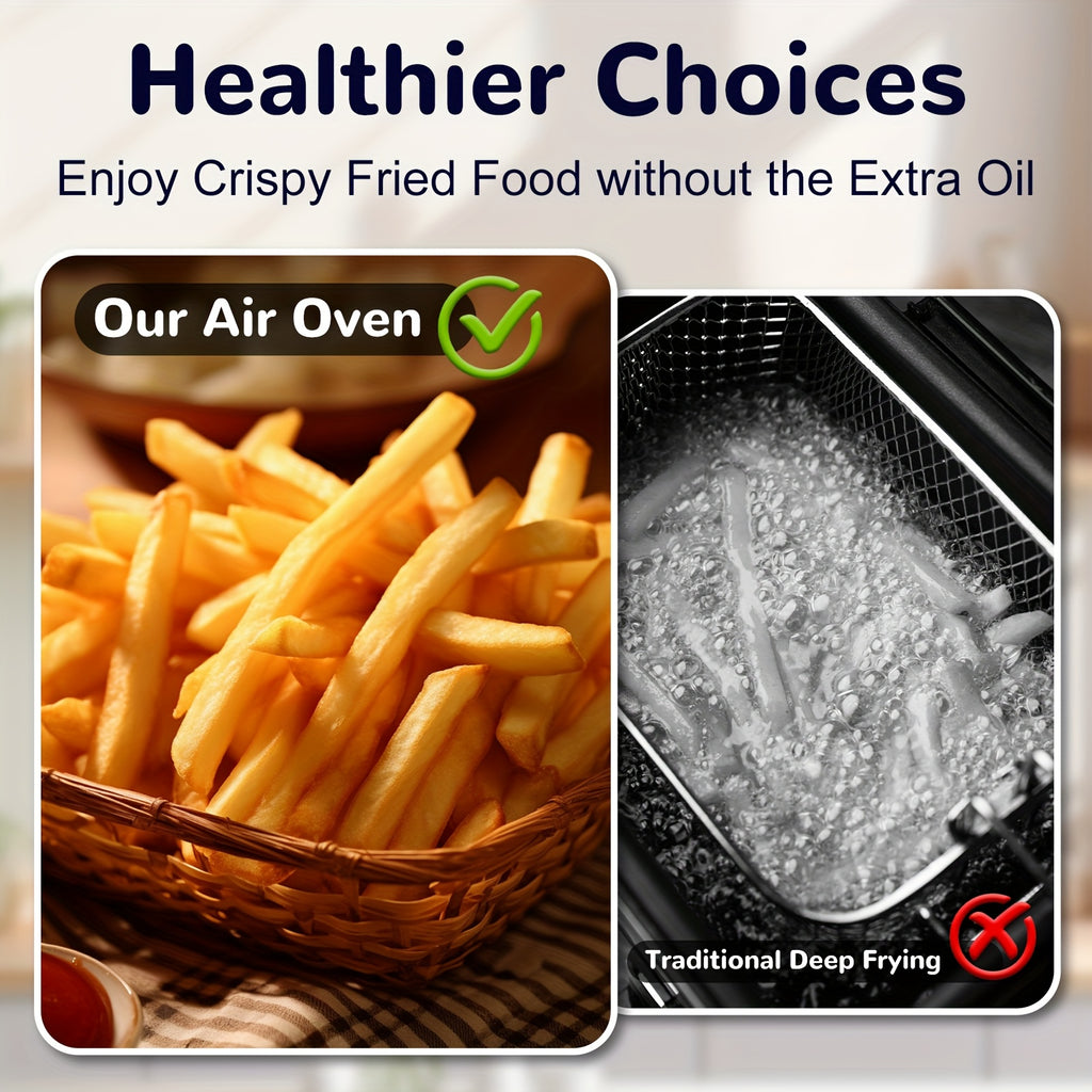 [Smart Air Fryer Oven] 12-in-1 Large 12-quart Air Fryer Oven | 12 One-Touch Preset Functions, Smart Cook Program, Two Baking Pan Accessories, Viewing Window, Interior Light, Adjustable Time & Temp, Oil-Free Family Cooker, Kit