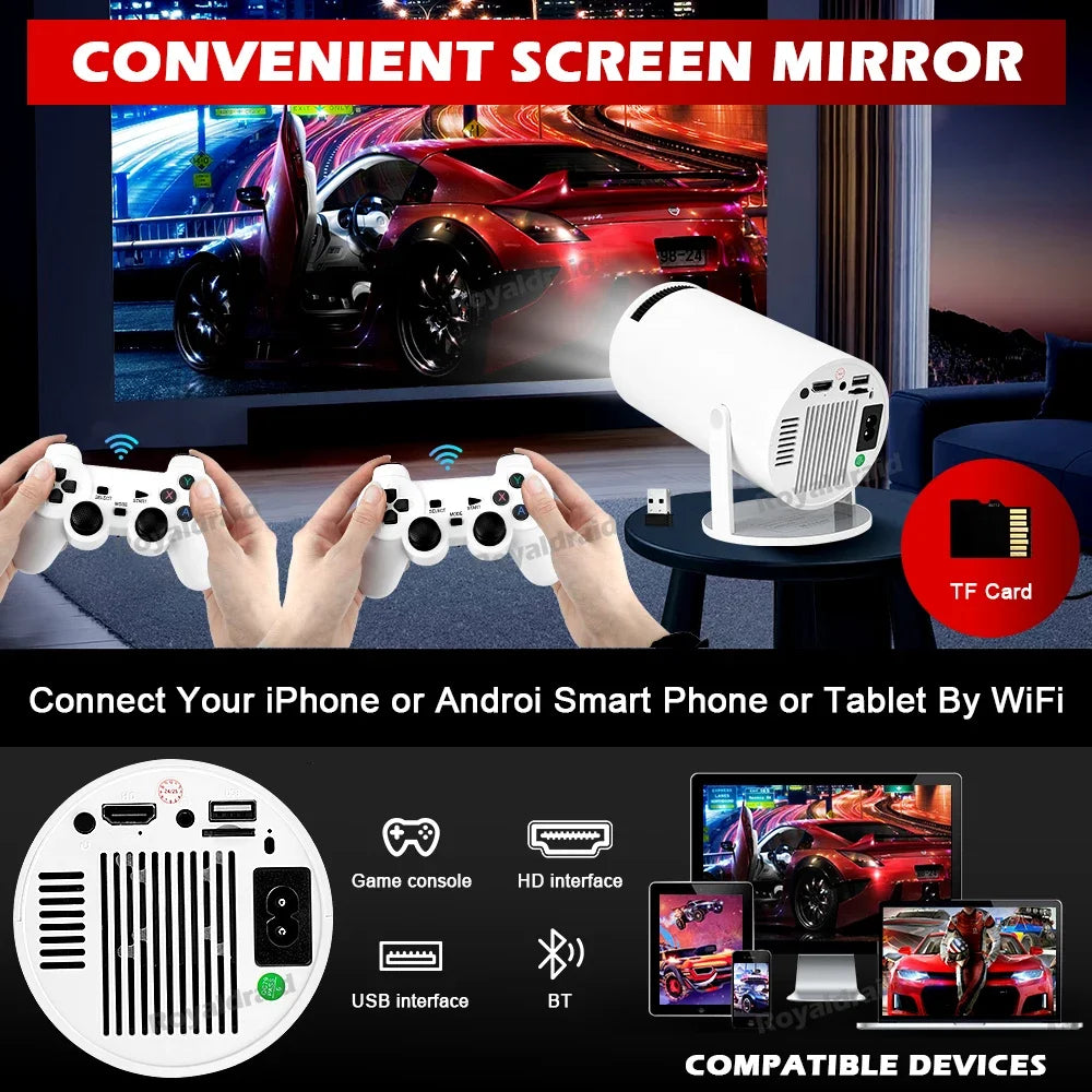 P90 Max Projector Game 4K HD 1080P Bluetooth-Compatible Androd11 Proyector W 2 Wireless Game Controllers Built-in 19000+ Games