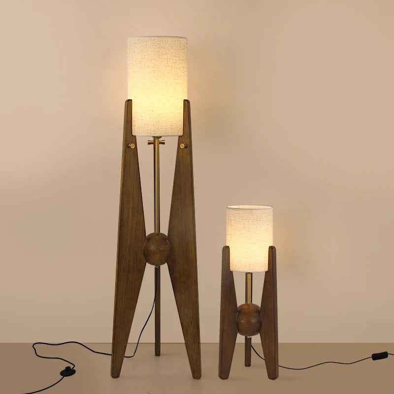 Solid Wood Floor Lamp Nordic Art Simple Modern Lamp Shade Fabri Bedroom Living Room Decor Reading Restaurant Living Room Standin