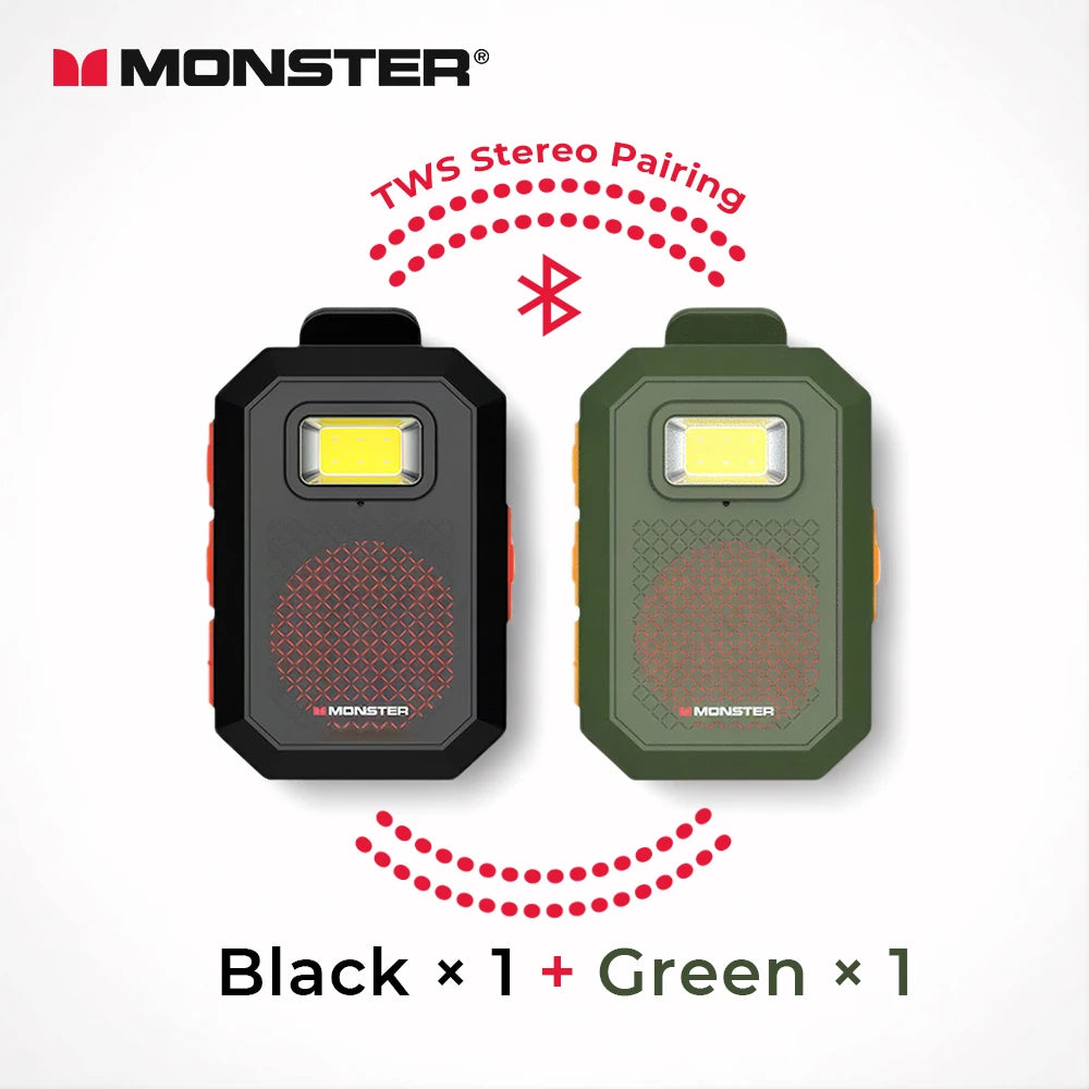 Monster TWS Bluetooth Speaker Wearable Magnetic Clip-on Portable Bluetooth Sound Box IPX67 Waterproof Subwoofer Powerful Bass