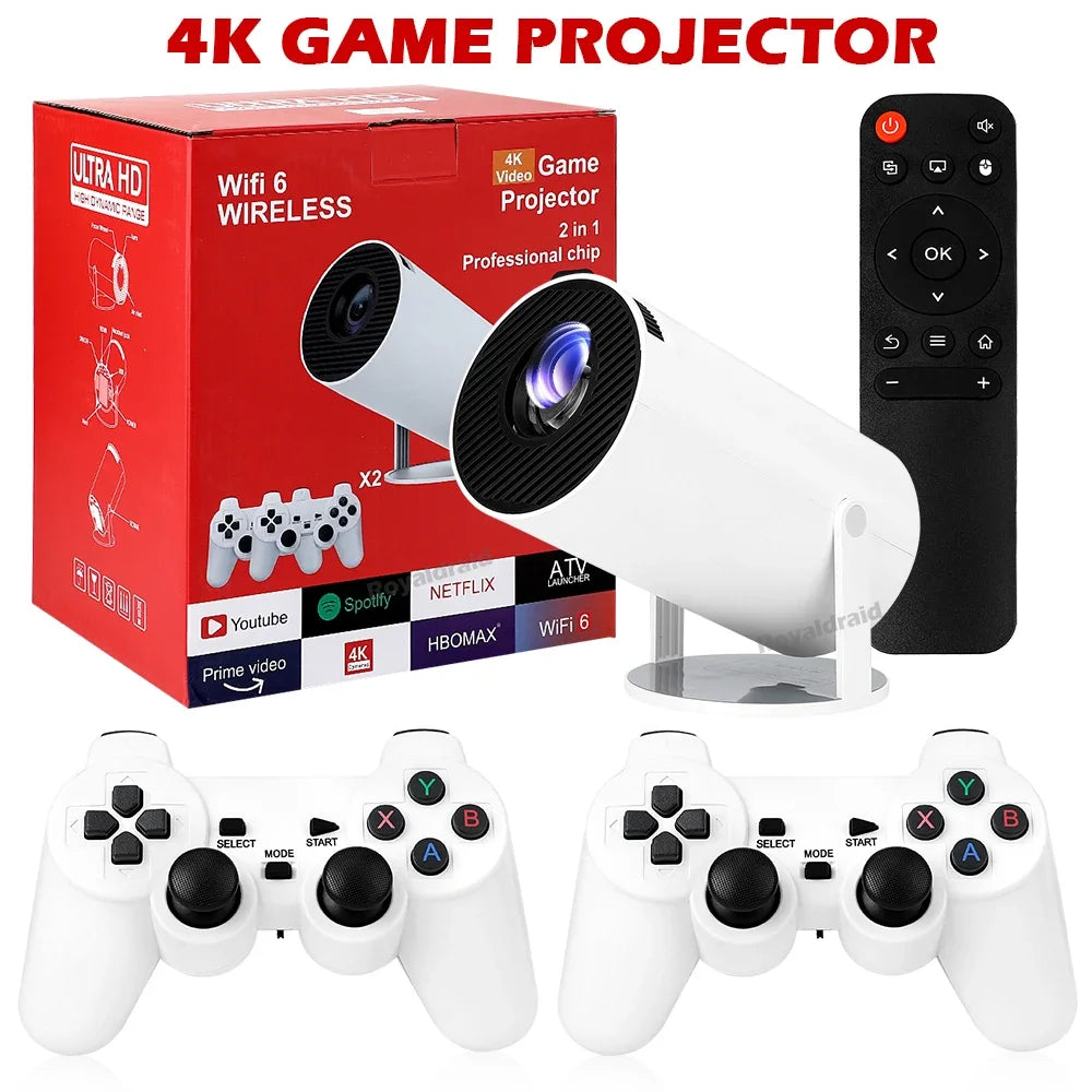 NEW 3D Game Projector G300 MAX Retro Video Game Console Wireless Controller 4K ULTRA-HD Plug and Play Android11 BT5.0 Home Cinem