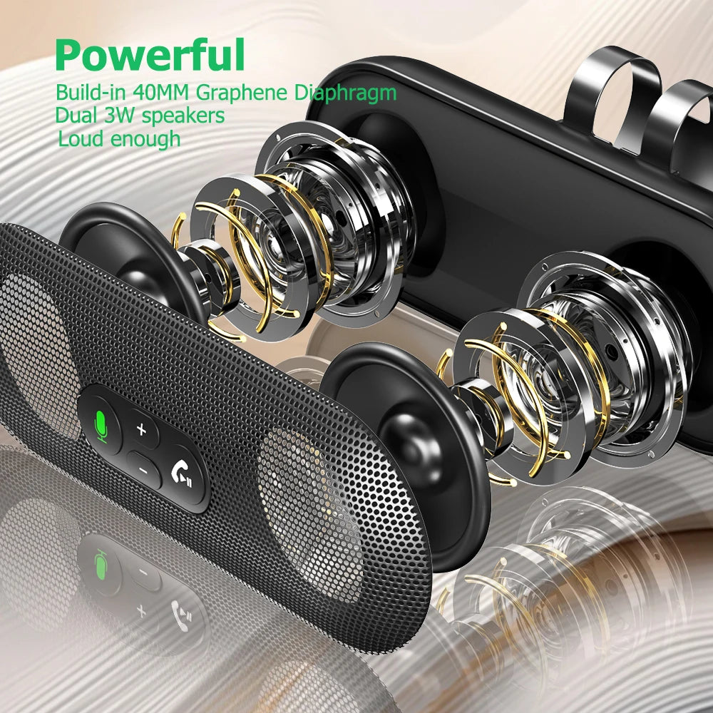 Bluetooth 5.4 Car Kit Handsfree 6W Speakerphone Sun Visor Speaker Mp3 Player Wireless Music Receiver With Voice Assistant