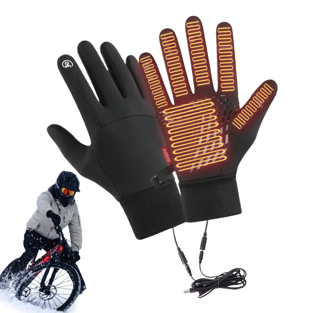USB Heated Gloves Screen Touch Winter Thermal Heating Mitts 1 Pair Cold Weather Waterproof Mitts Sport Clothing for Running