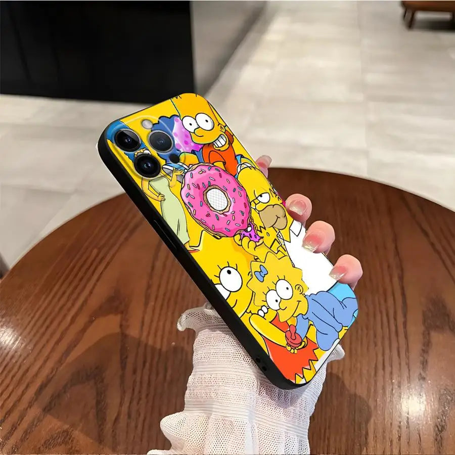 The Simpsons Donuts Case for iPhone 15 Plus 17 16 Pro Max X XS XR 17Air 12 11 7 8 14 13 Mini SE Soft Back Phone Cover