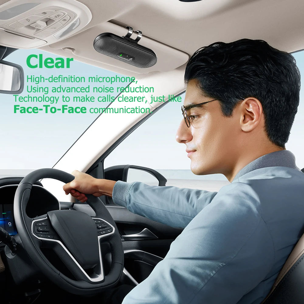 Bluetooth 5.4 Car Kit Handsfree 6W Speakerphone Sun Visor Speaker Mp3 Player Wireless Music Receiver With Voice Assistant