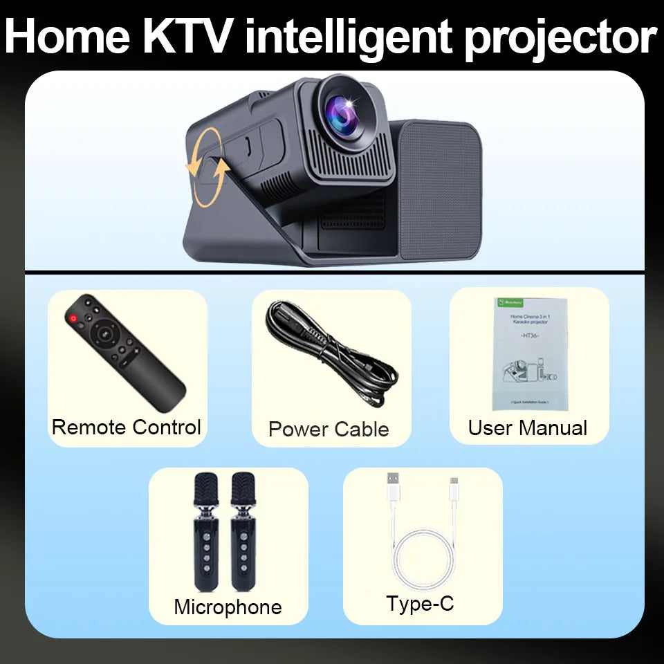 Double Eleventh Promotion HT36 Support 4K Projector 200ANSI Android 11.0 BT5.0 Full HD Home Theater Movie KTV Karaoke Projectors