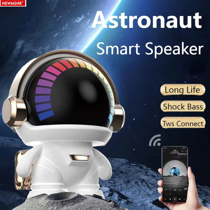 TWS Mini Smart Astronaut Bluetooth Speaker Colorful Lights Surround Sound Portable Audio In Mic Home Decorative Christmas Gifts