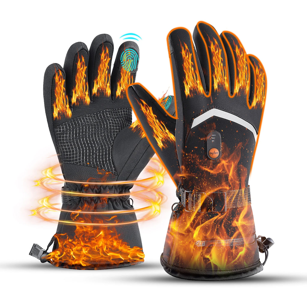 Electric Heated Gloves Motorcycle Winter Moto Heated Gloves Warm Waterproof Rechargeable Heating Thermal Gloves For Snowmobile