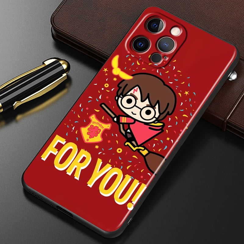 H-H-Harries Logo P-Potteres Art For iPhone 15 14 13 12 11 XS XR X 8 7 SE Pro Max Plus Mini Black Back Phone Case