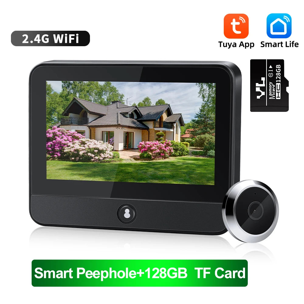 WSDCAM 1080P Photograph Video Doorbell Wifi Home Security Door Eye Camera PIR Motion Detection Door Peephole Viewer