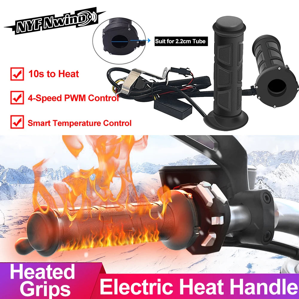 Motorcycle Hand Heated Grips Electric Molded Grips Scooter Moped Bar Hand Warmer 22mm motocross vespa Adjustable Hot Grip Handle