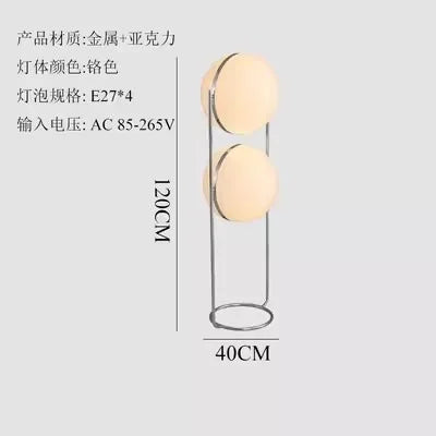 Nordic Bauhaus Floor Lamp Medieval Living Room Floor Lamp Designer Cream Chrome Metal Light White Acrylic Ball Floor Lamp E27