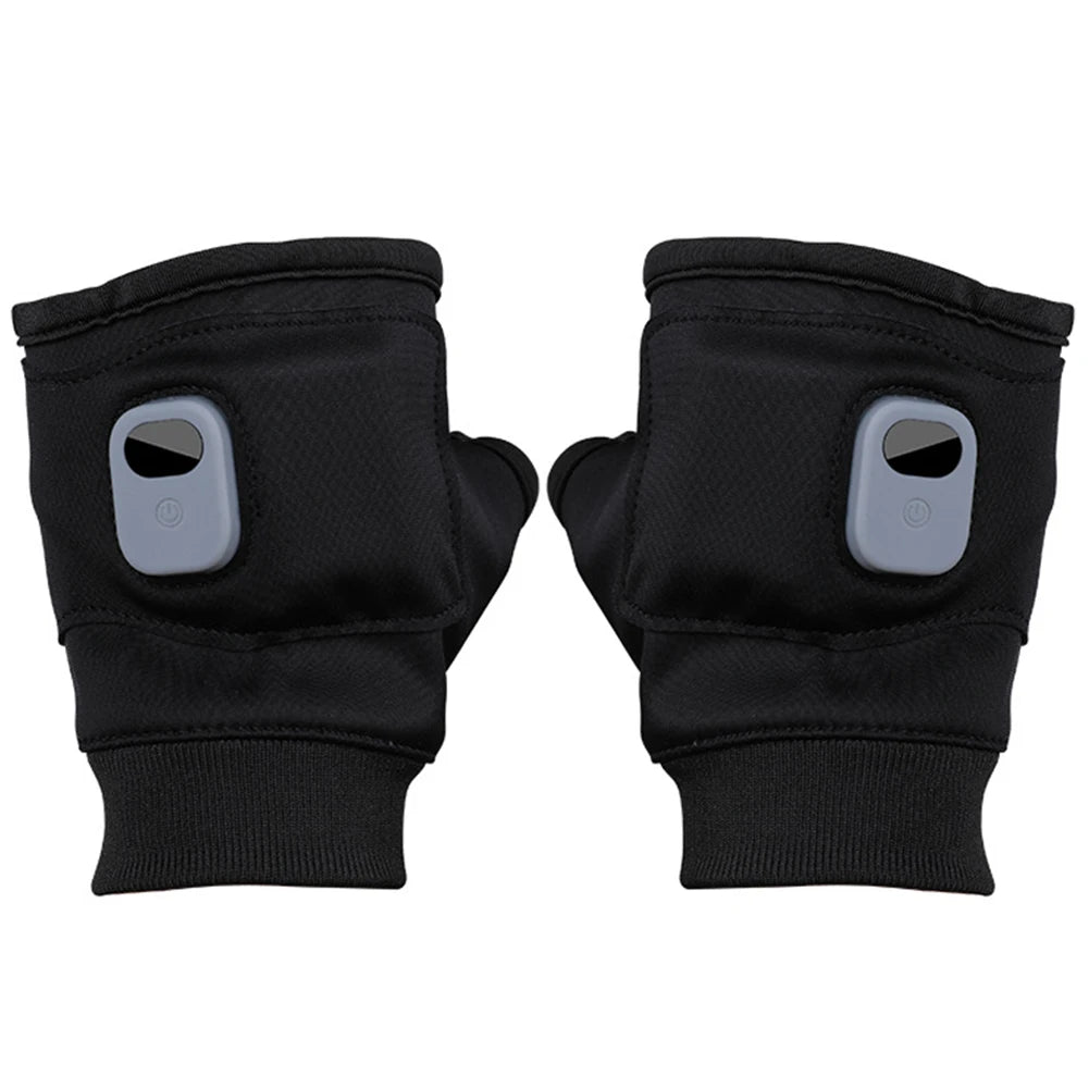 Electric Heating Gloves 360 Degree Heating Rechargeable Heated Gloves Fingerless Touchscreen for Outdoor Hiking Cycling