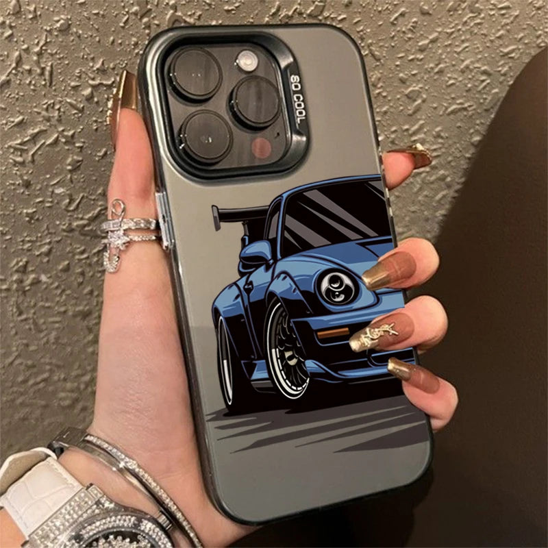 Luxry Sports Car Phone Case For iPhone 11 12 13 14 15 16 Pro Max XS XR X 7 8 Plus Mini SE Shockproof Bumper Fundas