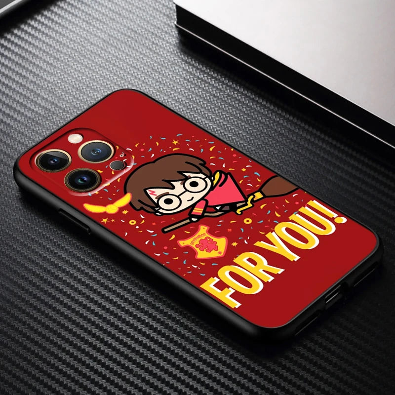 H-H-Harries Logo P-Potteres Art For iPhone 15 14 13 12 11 XS XR X 8 7 SE Pro Max Plus Mini Black Back Phone Case