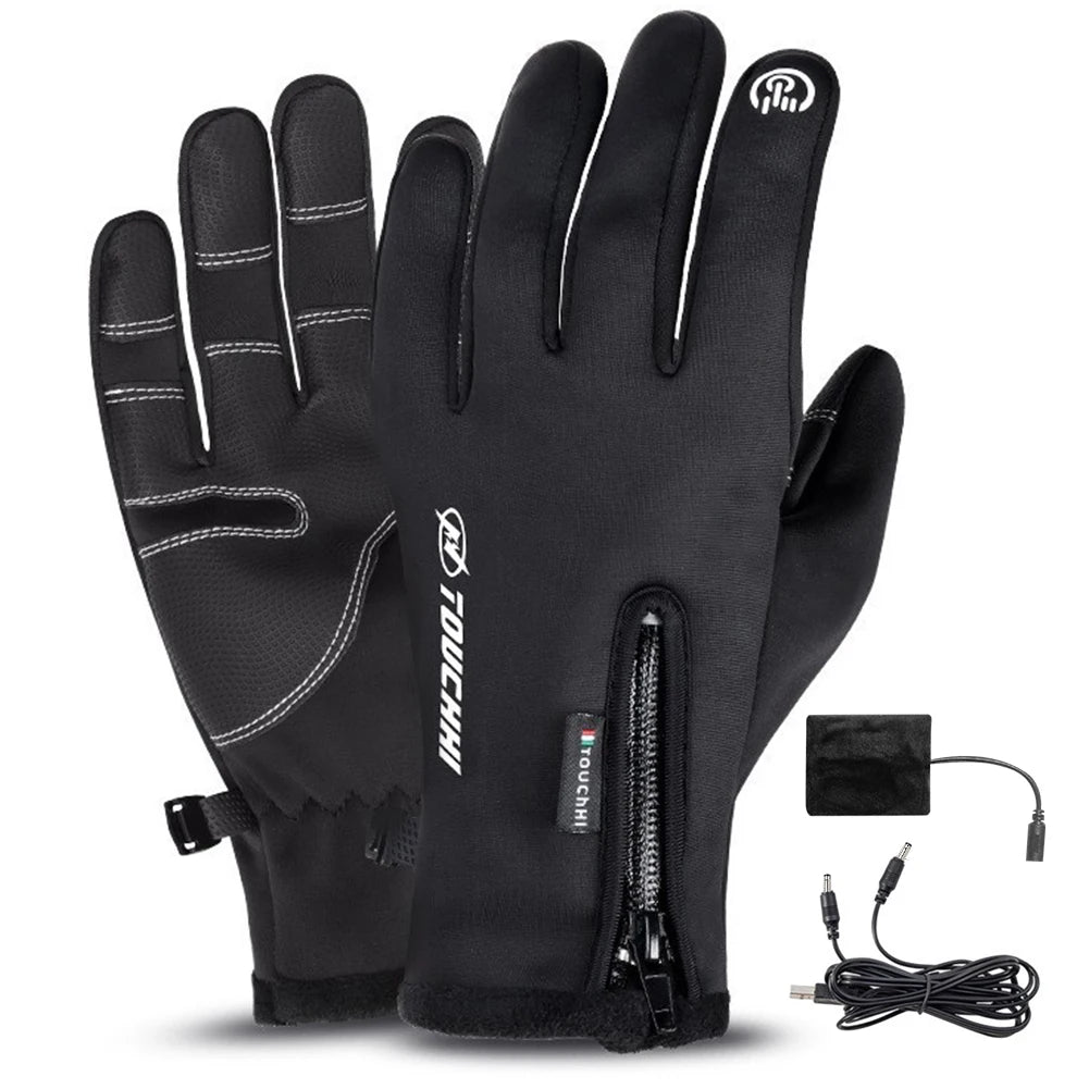 USB Touch Screen Gloves Heating Thermal Gloves Winter Ski Gloves Anti-Slip Electric Hand Warmer for Cycling Driving Hiking