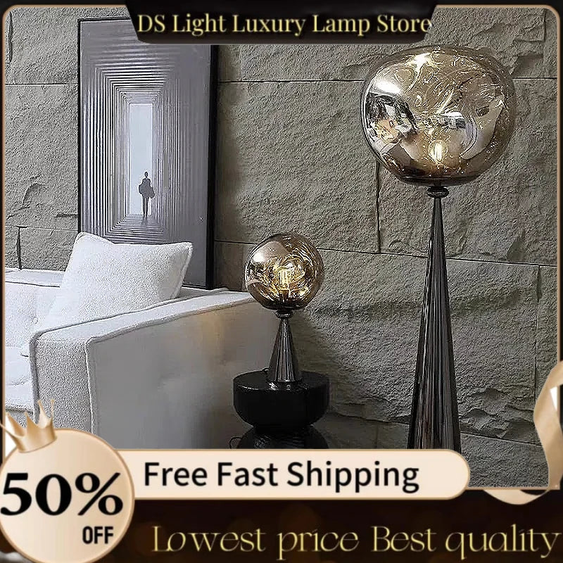 Floor Lamp Black For Living Room Bedroom Post-Modern Corner Floor Lamps With Smoke Gray Shade Standing Lights Table Lamp