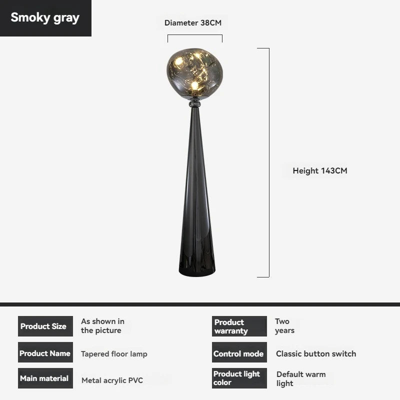 Floor Lamp Black For Living Room Bedroom Post-Modern Corner Floor Lamps With Smoke Gray Shade Standing Lights Table Lamp