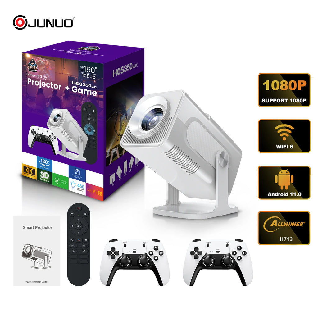 UBISHENG GAME Projector 4K Android Wifi6 Allwinner H713 BT5.0 1080P Cinema Outdoor Portable Projetors