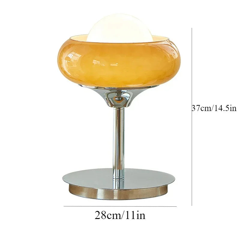 Bauhaus Glass Floor Lamp Living Room Bedroom Study Retro Orange Red Lampshade LED Metal Floor Light Egg Tart Table Lamp Lustre