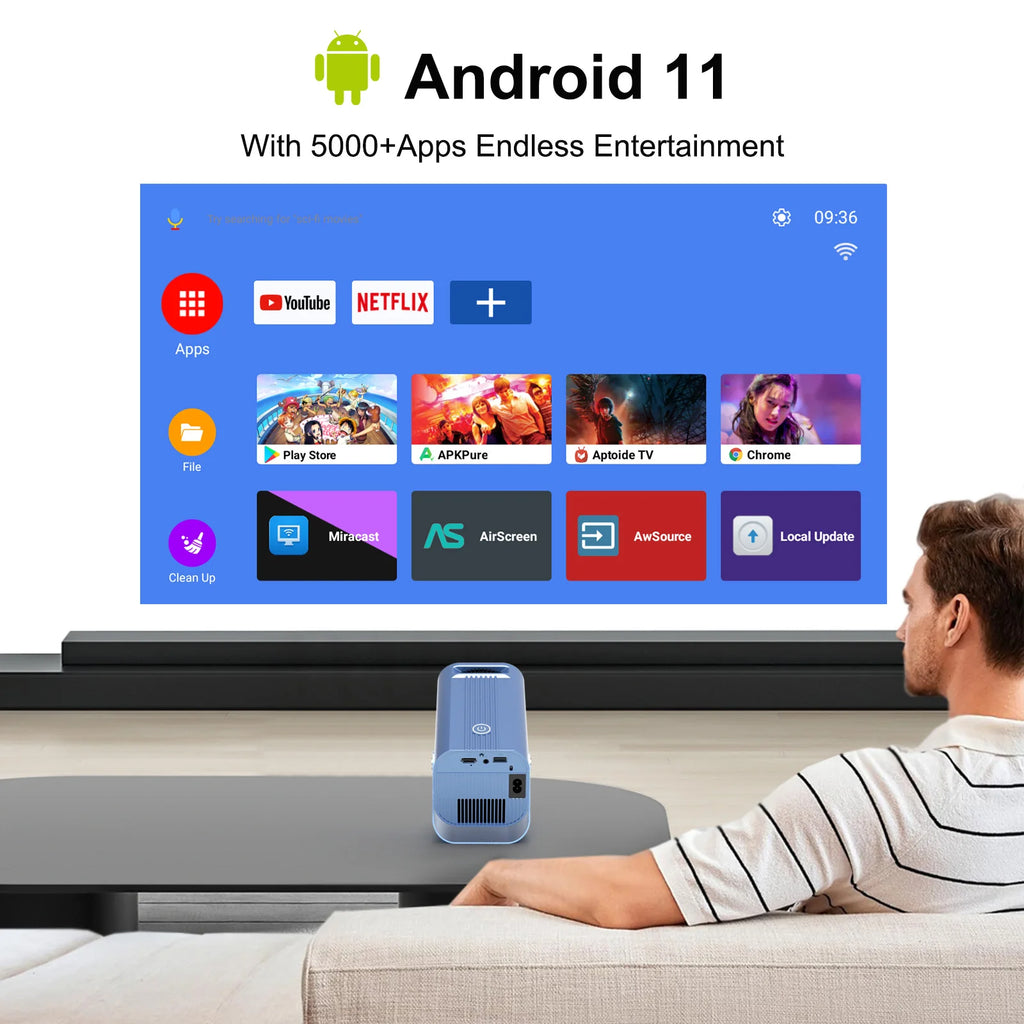 H96 MAX Projector B11 4K Android11 Dual Wifi6 200ANSI Allwinner H716 2GB 16GB BT5.0 1080P 1280*720P Home Cinema Outdoor Projetor