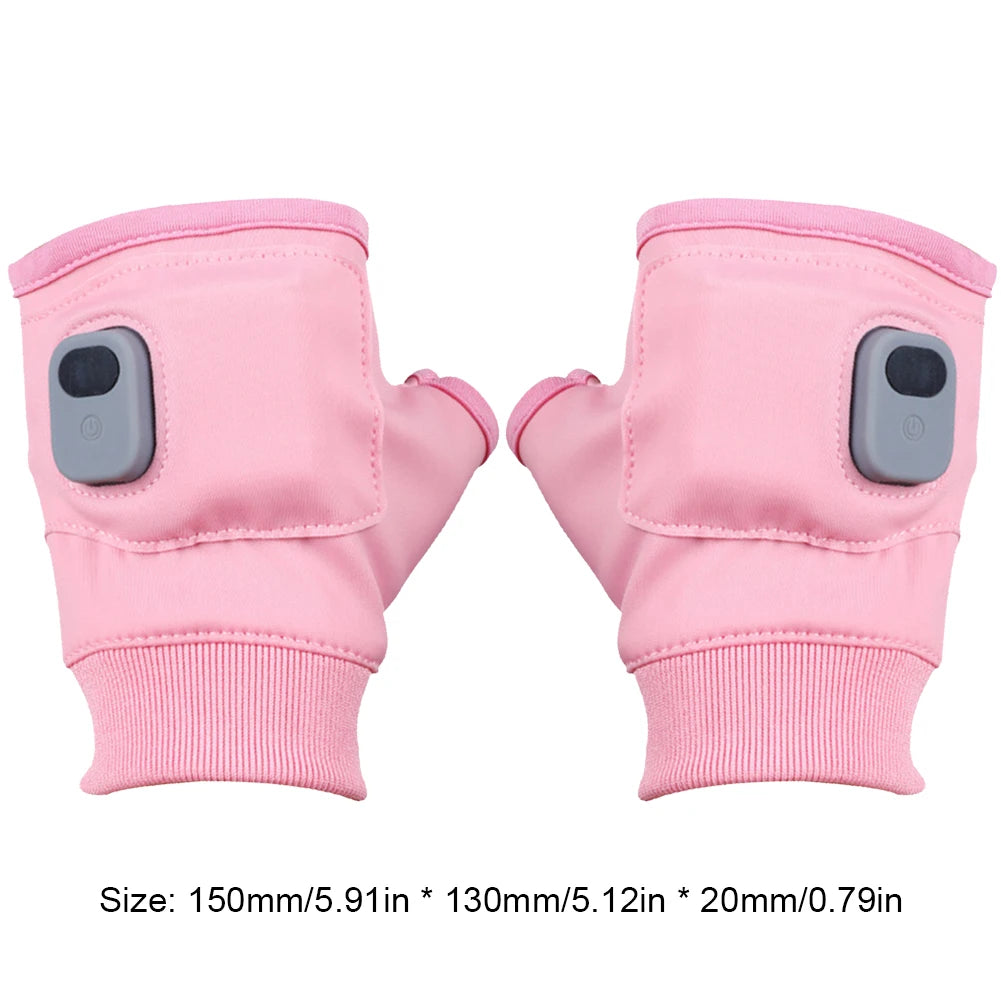 Electric Heating Gloves 360 Degree Heating Rechargeable Heated Gloves Fingerless Touchscreen for Outdoor Hiking Cycling