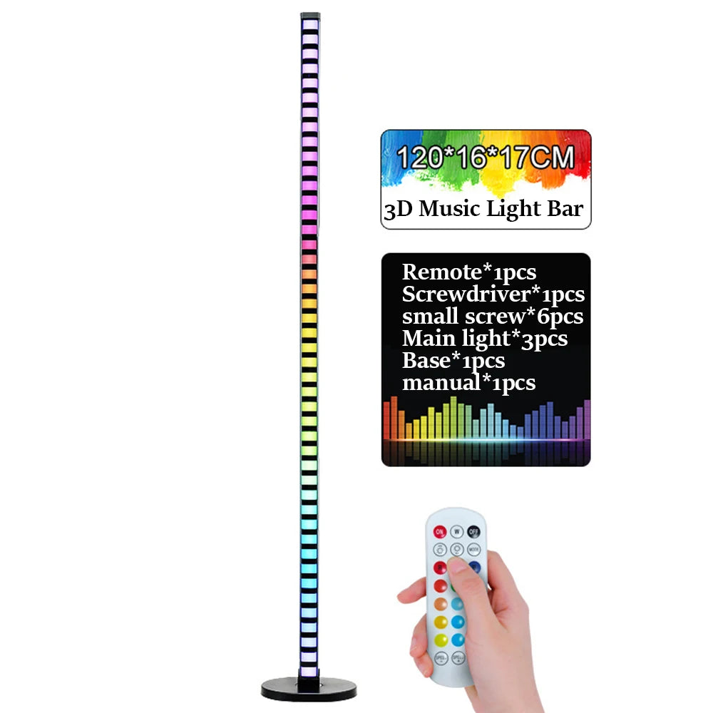 2023 NEW 1.2M Led Floor Light RGB Smart Rhythm Light Bar Remote APP Control Led Music Bar Light 45LED Sound Control Lamp Party
