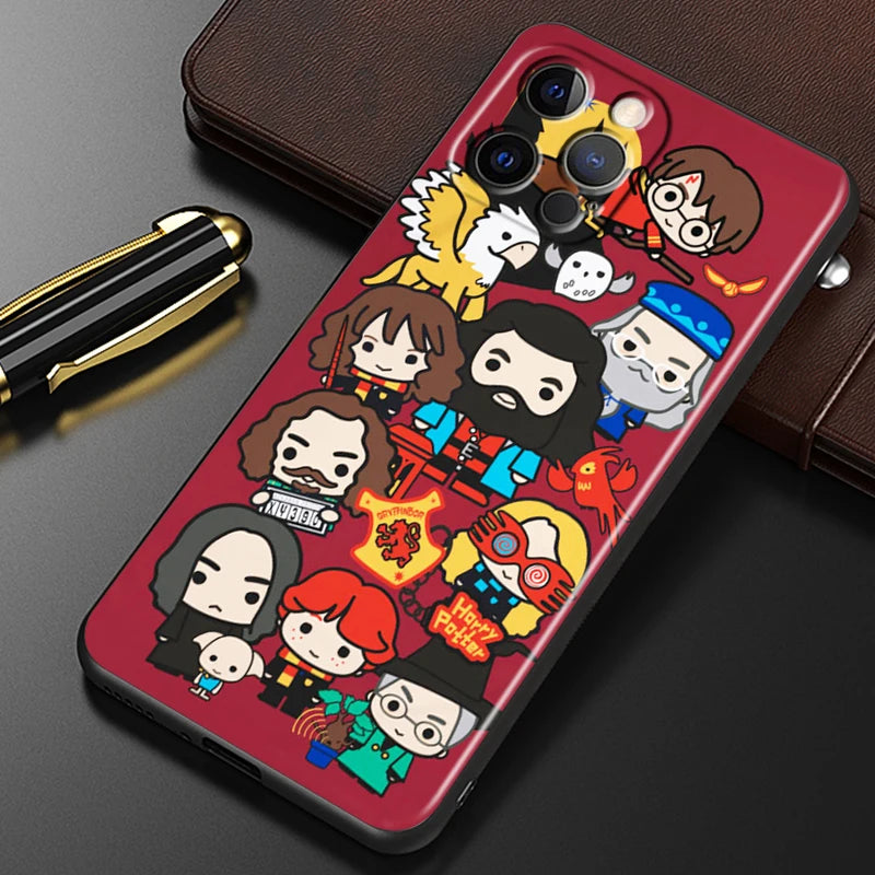 H-H-Harries Logo P-Potteres Art For iPhone 15 14 13 12 11 XS XR X 8 7 SE Pro Max Plus Mini Black Back Phone Case