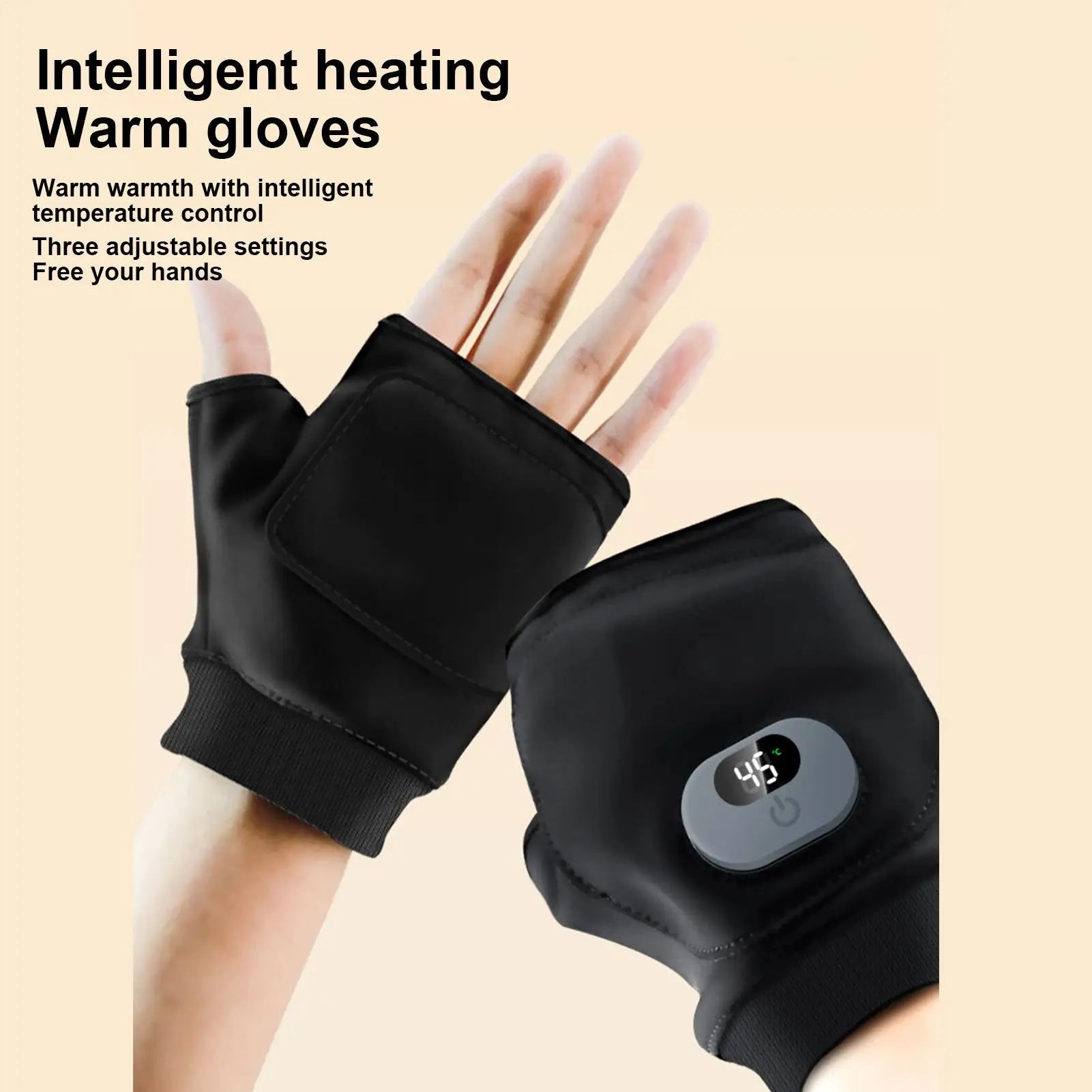 Digital Display Heated Gloves USB Electric Hand Warmer with 3 Heat Levels for Outdoor Sports & Office Use