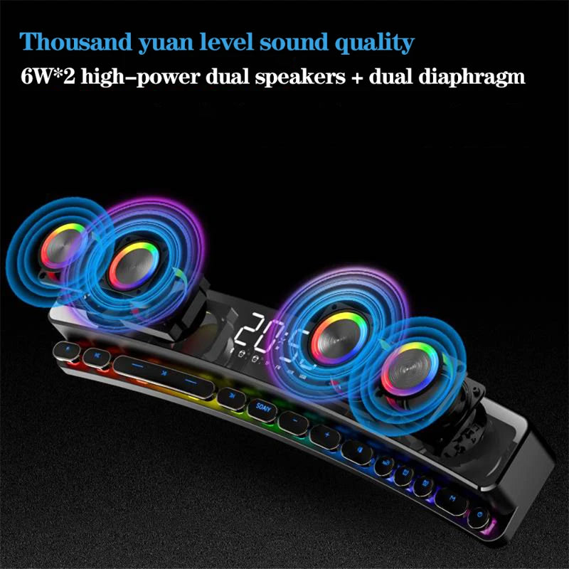 High Quality Bluetooth Speakers Sound Bar RGB 3D Stereo Surround Subwoofer AUX FM Radio Home Clock Computer Music Center Hot New