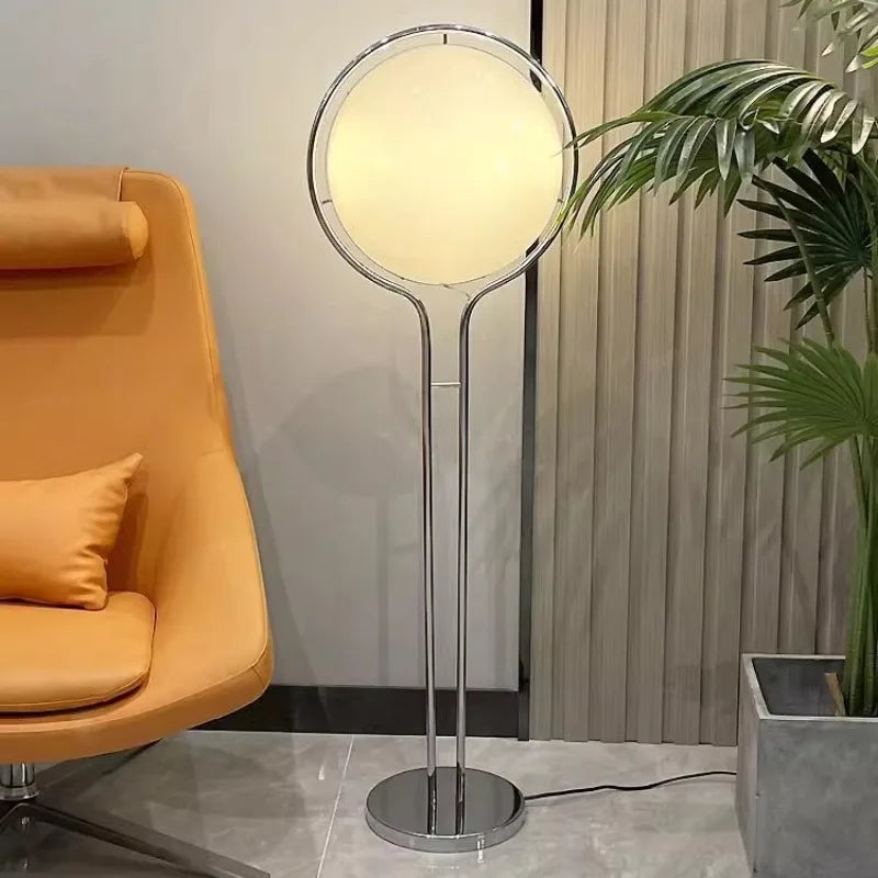 Nordic Bauhaus Floor Lamp Medieval Living Room Floor Lamp Designer Cream Chrome Metal Light White Acrylic Ball Floor Lamp E27