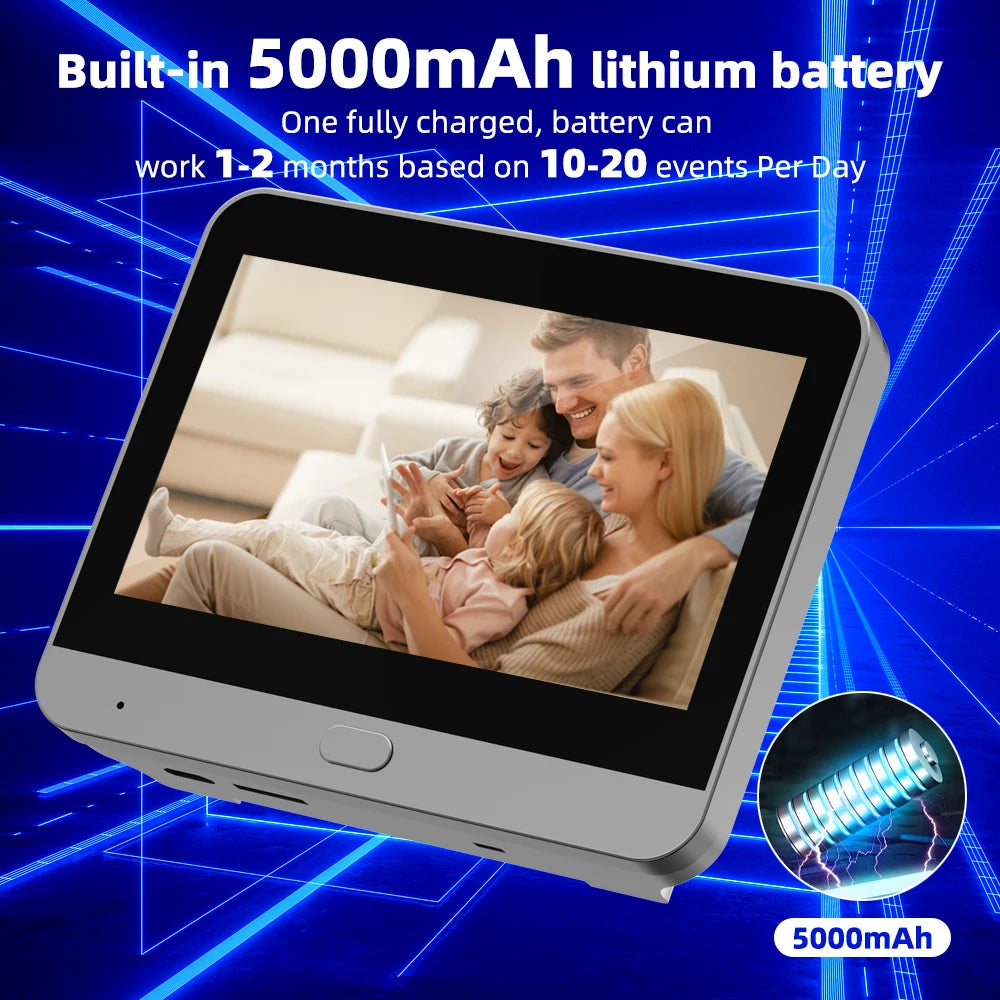 3MP Tuya Smart Life APP 2.4Ghz WiFi Digital Magic Eye Door Viewer Battery Powered Peephole Camera with 4.3inch Screen Monitor