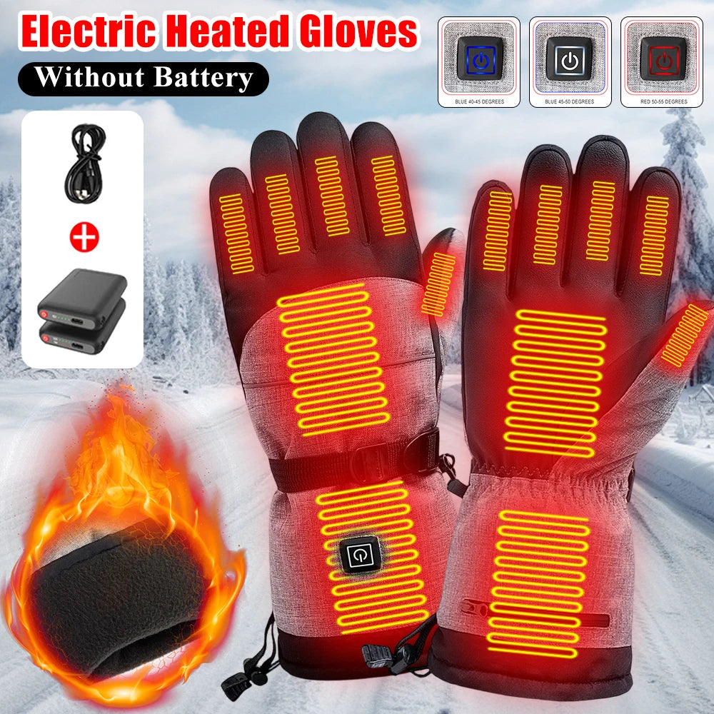 Winter Heated Gloves Men Women Thermal Skiing Cycling Gloves Full Finger Touchscreen Outdoor Riding Skiing Heating Gloves Mitten