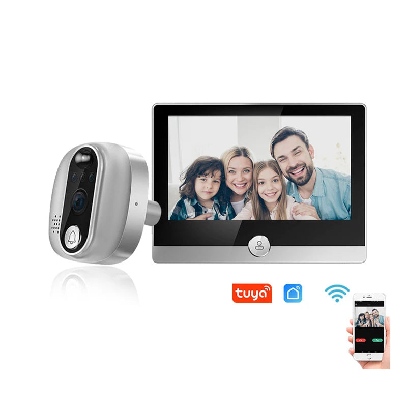 Home Security door camera Tuya wifi door bell mirilla digital puerta video door peephole viewer with 4.3" inch touch screen
