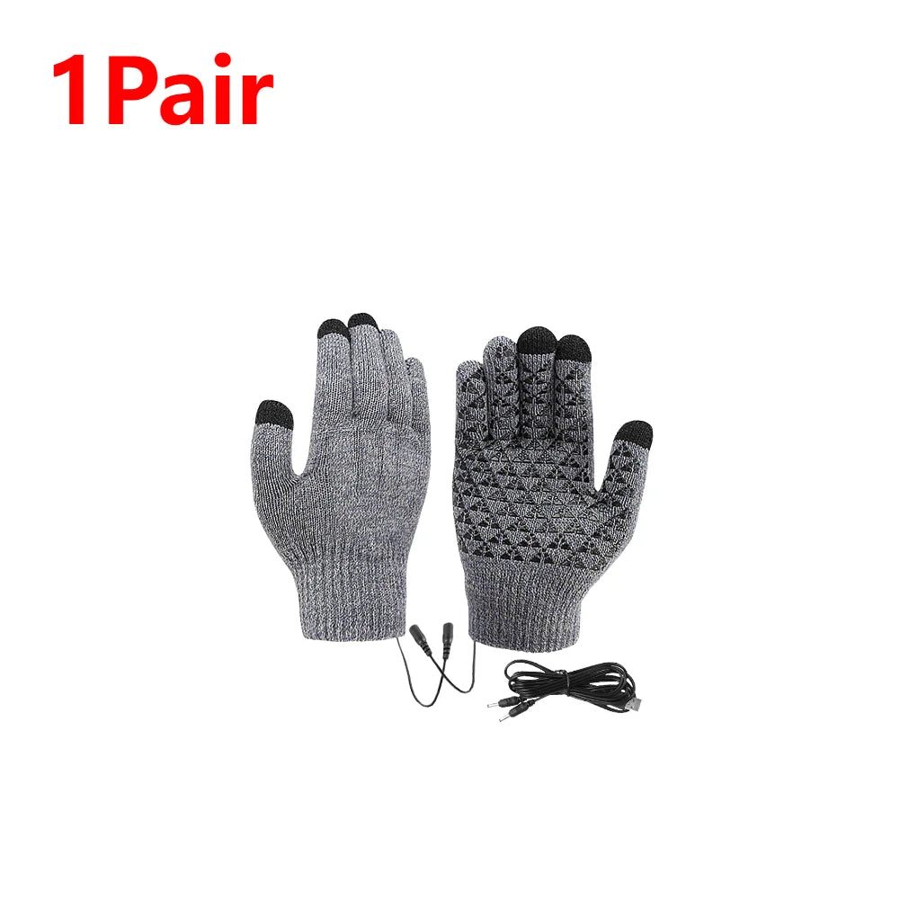 Electric Heating Gloves Men Women USB Heated Gloves Winter Motorcycle Skiing Snowboarding Touch Screen Full Finger Snow Gloves