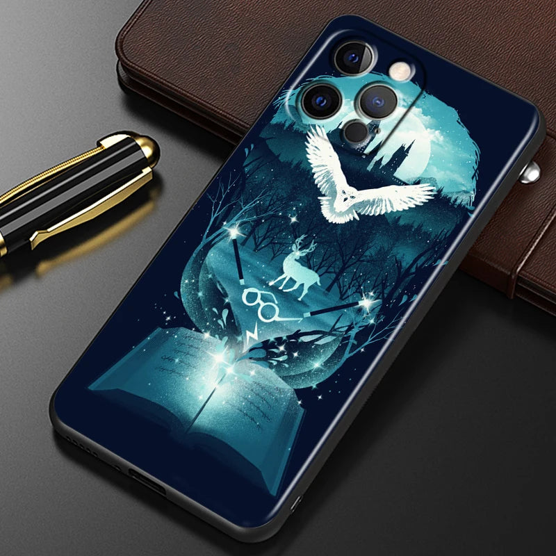 H-H-Harries Logo P-Potteres Art For iPhone 15 14 13 12 11 XS XR X 8 7 SE Pro Max Plus Mini Black Back Phone Case