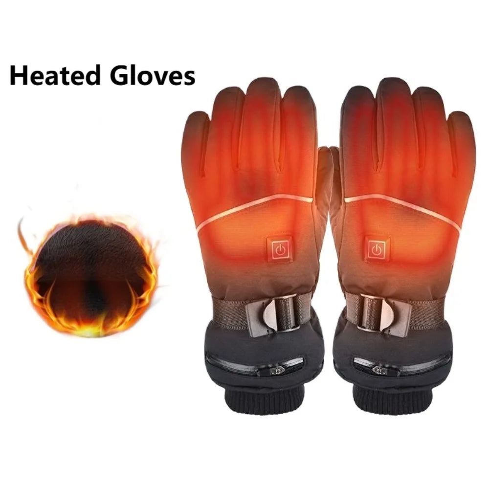 Waterproof Heated Gloves Windproof Hand Warmer Electric Thermal Gloves Full Finger Non-slip Snowboard Ski Gloves Winter Outdoor