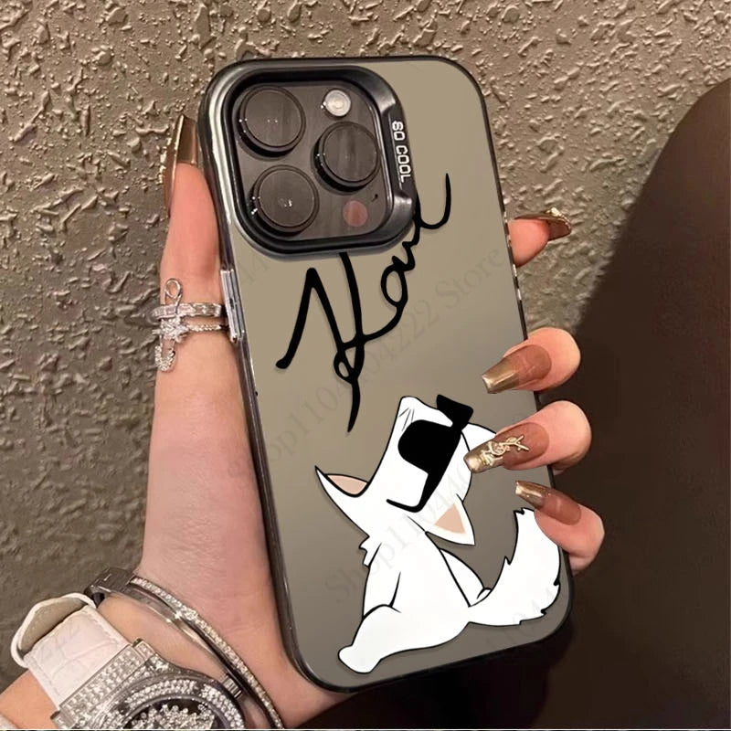 Cartoon Designer Signature Plating Case for iPhone 16E SE4 12 16 15 14 13 11 Pro Max XS X XR 8 7 Plus SE 2020 Shockproof Cover