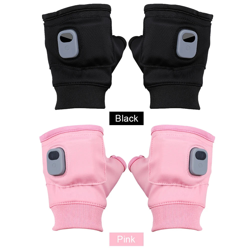 Electric Heating Gloves 360 Degree Heating Rechargeable Heated Gloves Fingerless Touchscreen for Outdoor Hiking Cycling