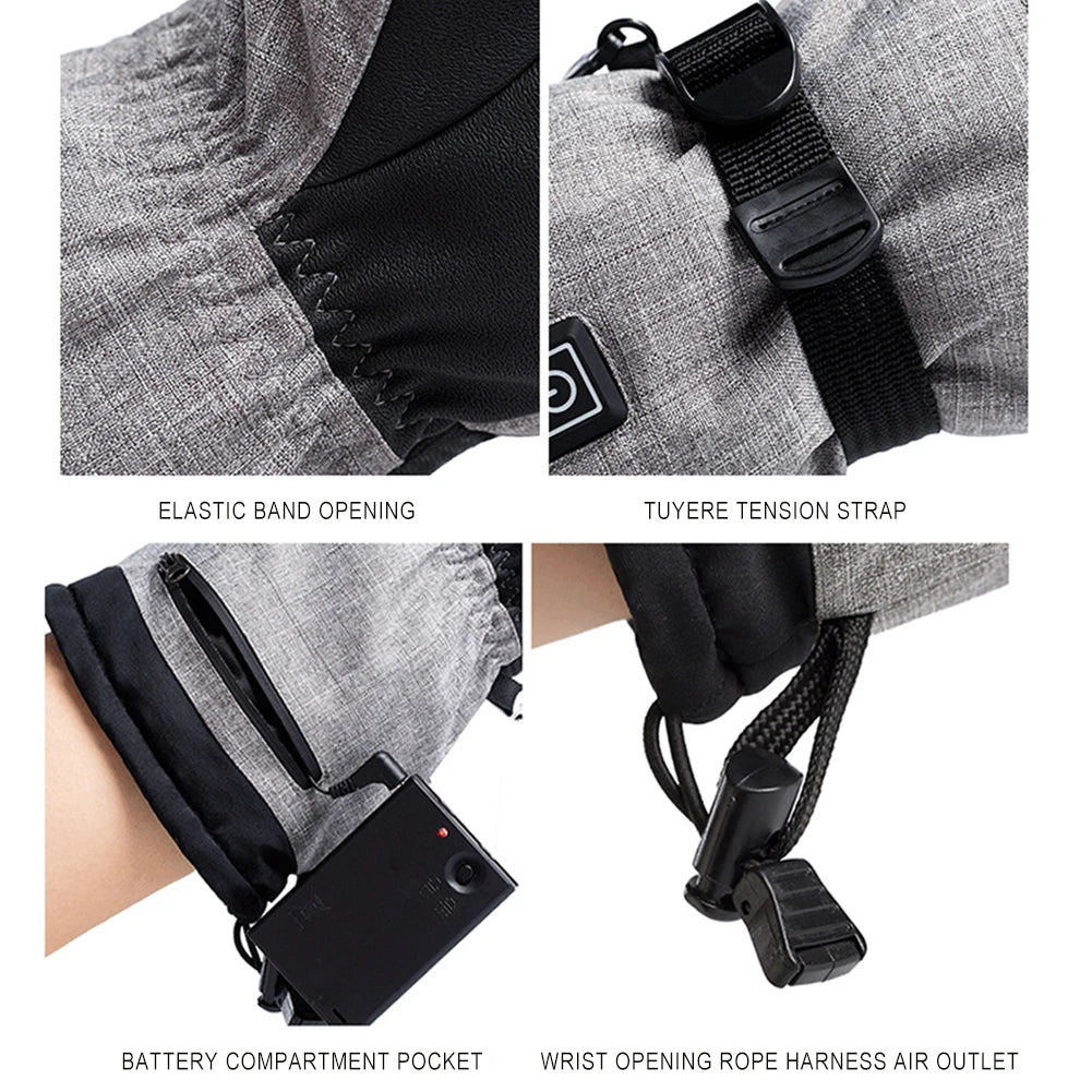 Winter Heated Gloves Men Women Thermal Skiing Cycling Gloves Full Finger Touchscreen Outdoor Riding Skiing Heating Gloves Mitten