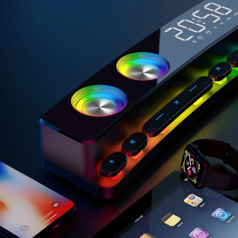 High Quality Bluetooth Speakers Sound Bar RGB 3D Stereo Surround Subwoofer AUX FM Radio Home Clock Computer Music Center Hot New