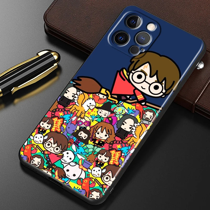 H-H-Harries Logo P-Potteres Art For iPhone 15 14 13 12 11 XS XR X 8 7 SE Pro Max Plus Mini Black Back Phone Case