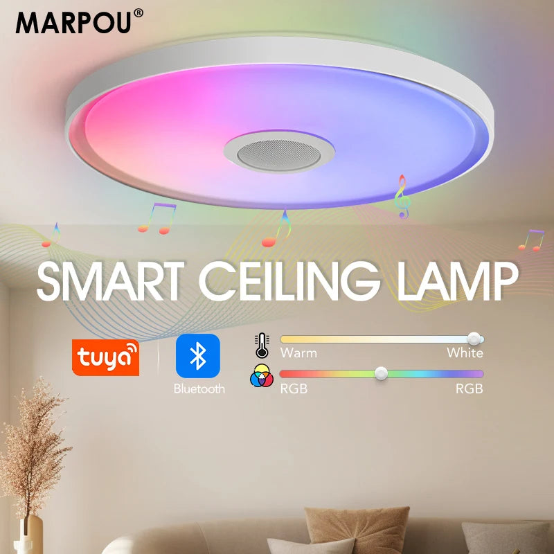 MARPOU Smart Ceiling Lights TUYA RGB Dimming Modern Music Light With Remote Control 32W 45W 47W AC220V For Bedroom Living room