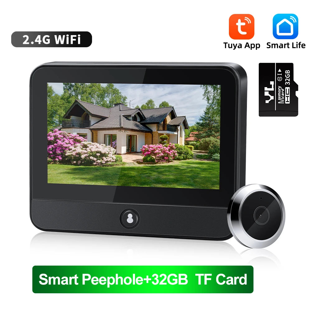 WSDCAM 1080P Photograph Video Doorbell Wifi Home Security Door Eye Camera PIR Motion Detection Door Peephole Viewer