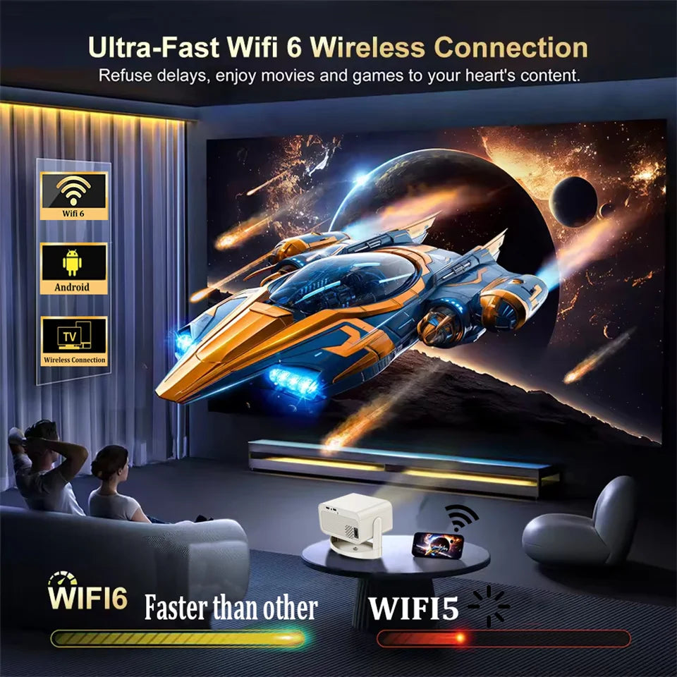 Portable Projector 4K 900ANSI WiFi 6 Android 11 Projector Support Full HD Movie Gaming 1080P Home Outdoor Cinema Beam Projectors